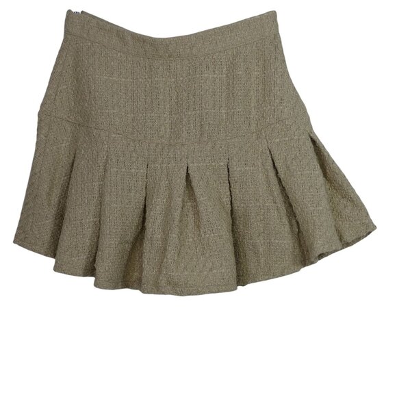 Kendall and Kylie Textured Tan Flare Pleated Mini Skirt Women Size L FLAW - Picture 1 of 9